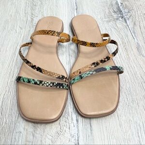 Madewell Lyra Slide Sandals Leather Snake Print Sz 8.5